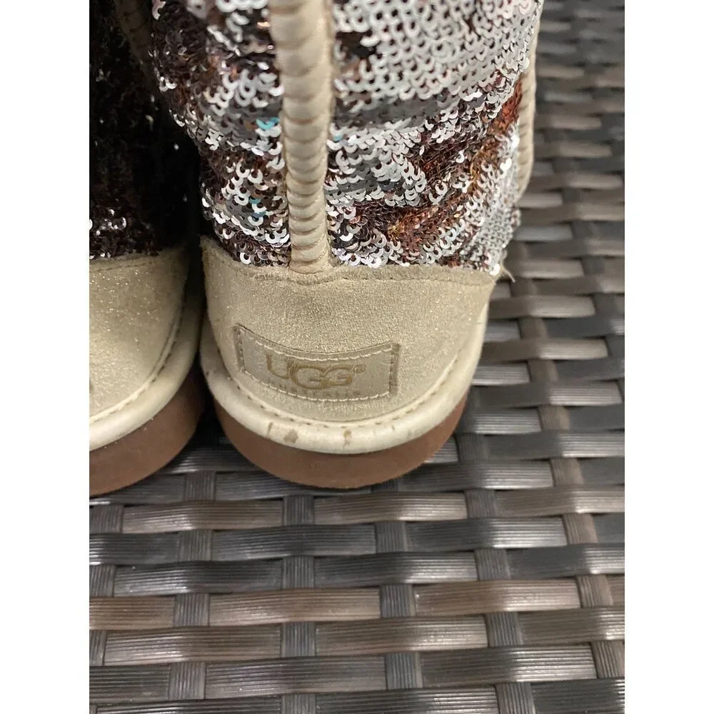 UGGs Sequins silver bronze gold boots size 9